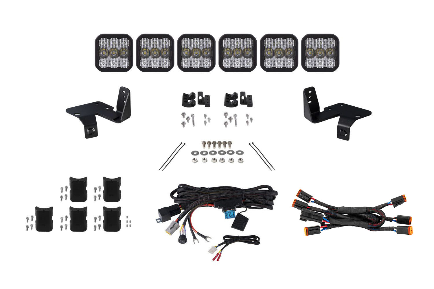Diode Dynamics SS5 6-Pod CrossLink Grille Lightbar Kit for 2020-2022 Super Duty Pro White Combo for 2020-2022 Ford F-250 Super Duty / Ford F-350 Super Duty / Ford F-450 Super Duty
