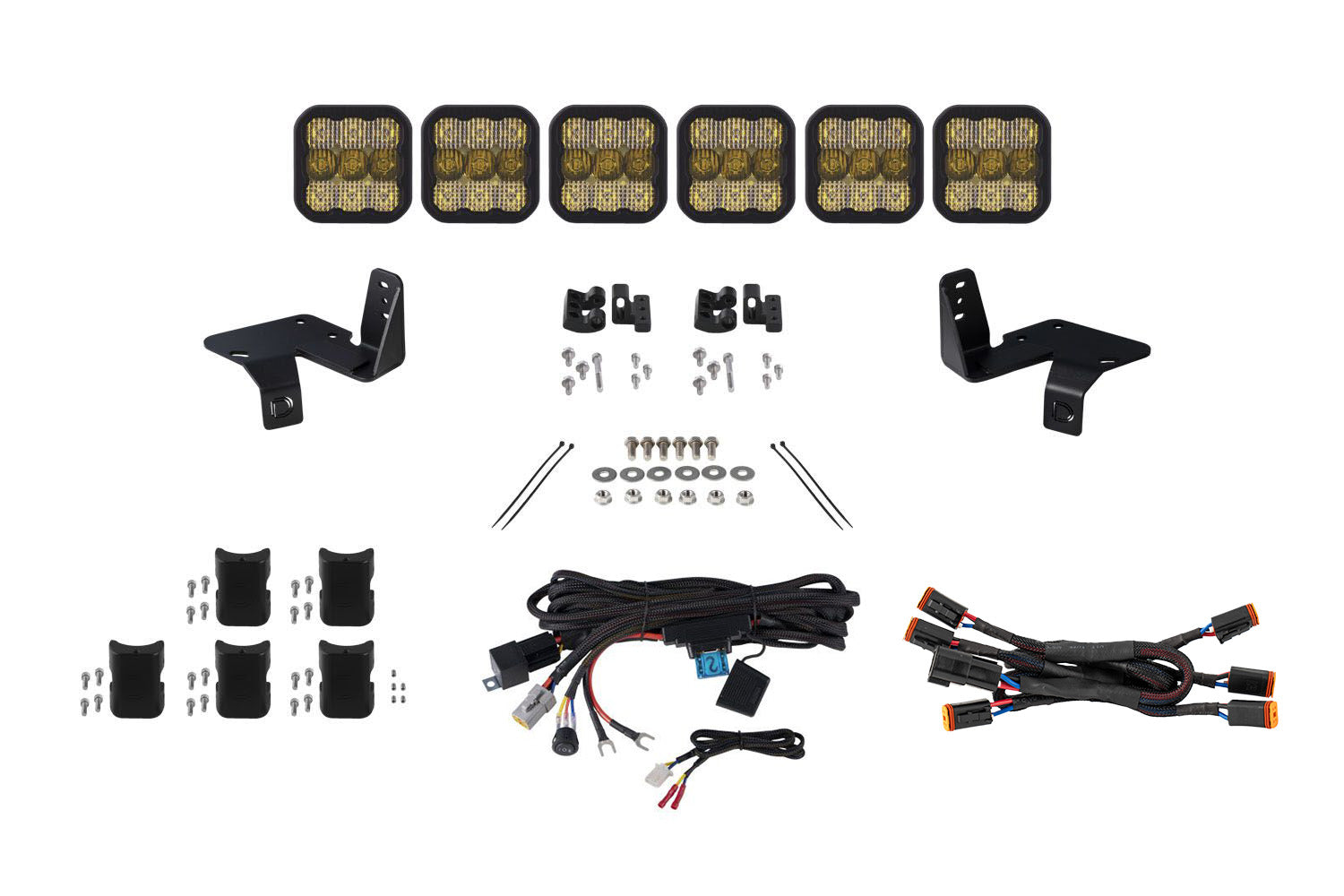 Diode Dynamics SS5 6-Pod CrossLink Grille Lightbar Kit for 2020-2022 Super Duty Pro Yellow Combo for 2020-2022 Ford F-250 Super Duty / Ford F-350 Super Duty / Ford F-450 Super Duty