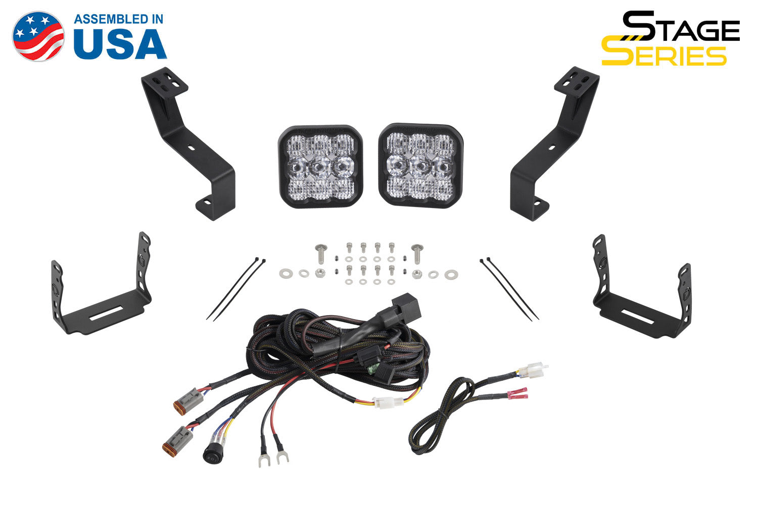 Diode Dynamics SS5 Bumper LED Pod Light Kit for 2019-2024 Ram Sport Yellow Driving