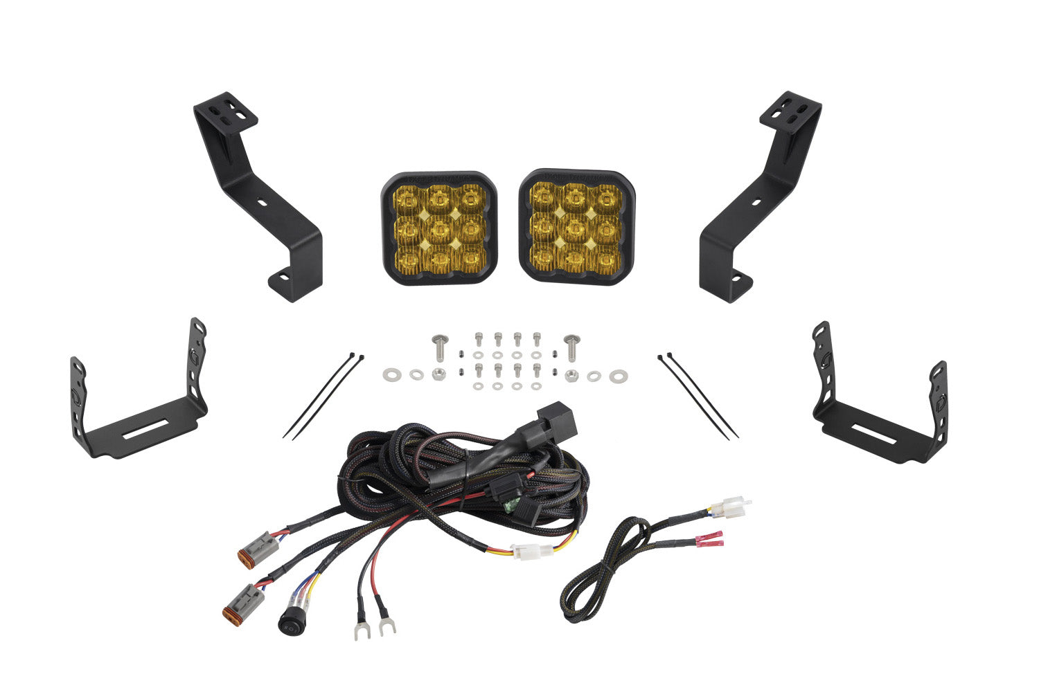Diode Dynamics SS5 Bumper LED Pod Light Kit for 2019-2024 Ram Sport Yellow Driving