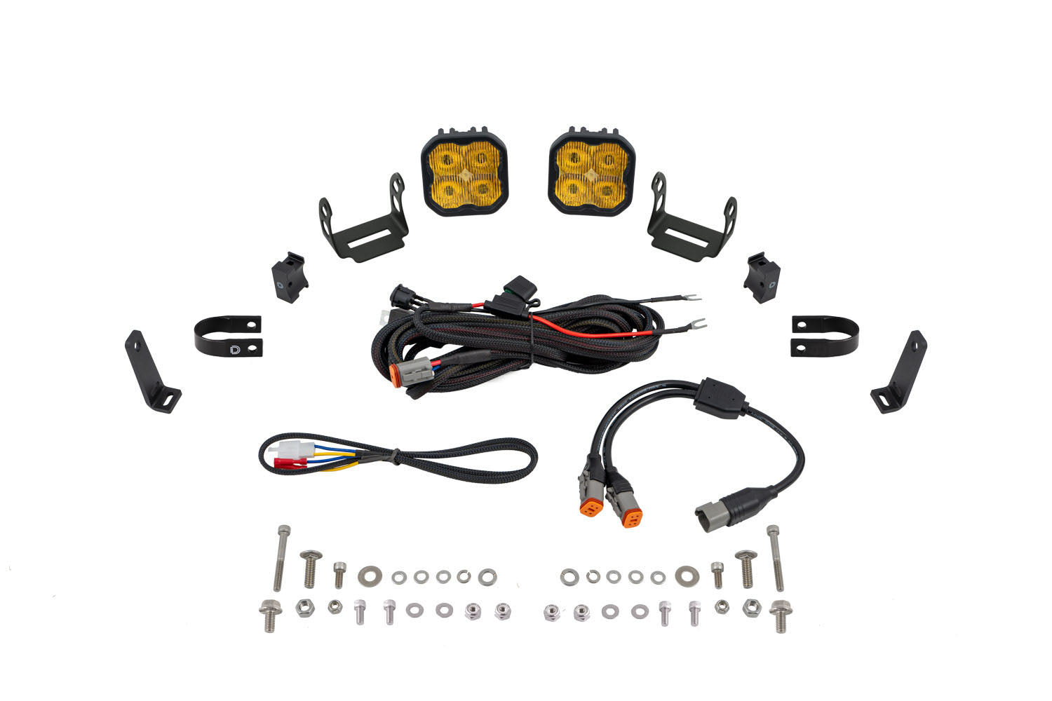 Diode Dynamics SS3 LED Bumper 1.25 Inch Roll Bar Kit Max Yellow SAE Fog (pair)