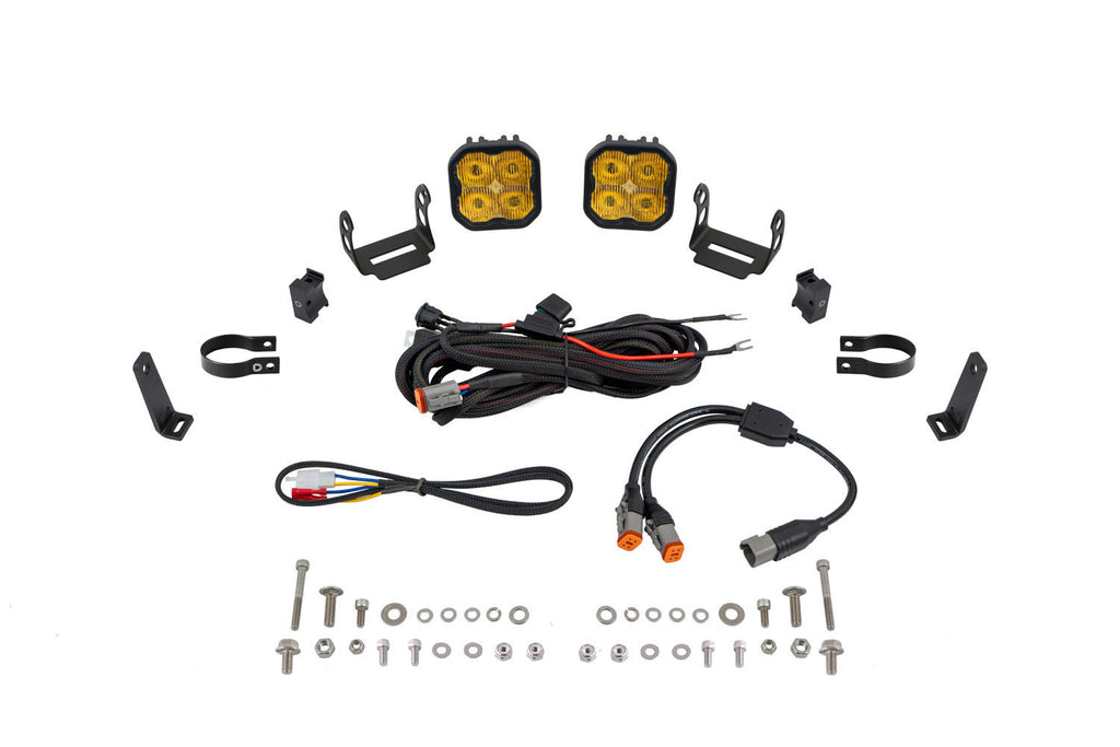 Diode Dynamics SS3 LED Bumper 1.75 Inch Roll Bar Kit Sport Yellow SAE Fog (pair)