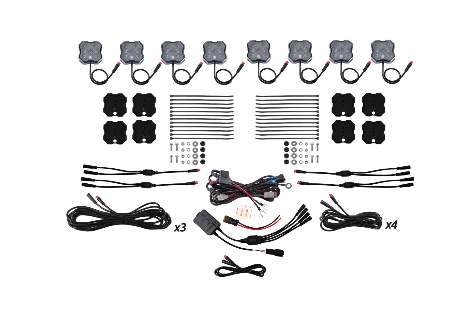 Diode Dynamics RGBW Rock Light Installer Magnet Mount Kit w/Controller (8-pack)