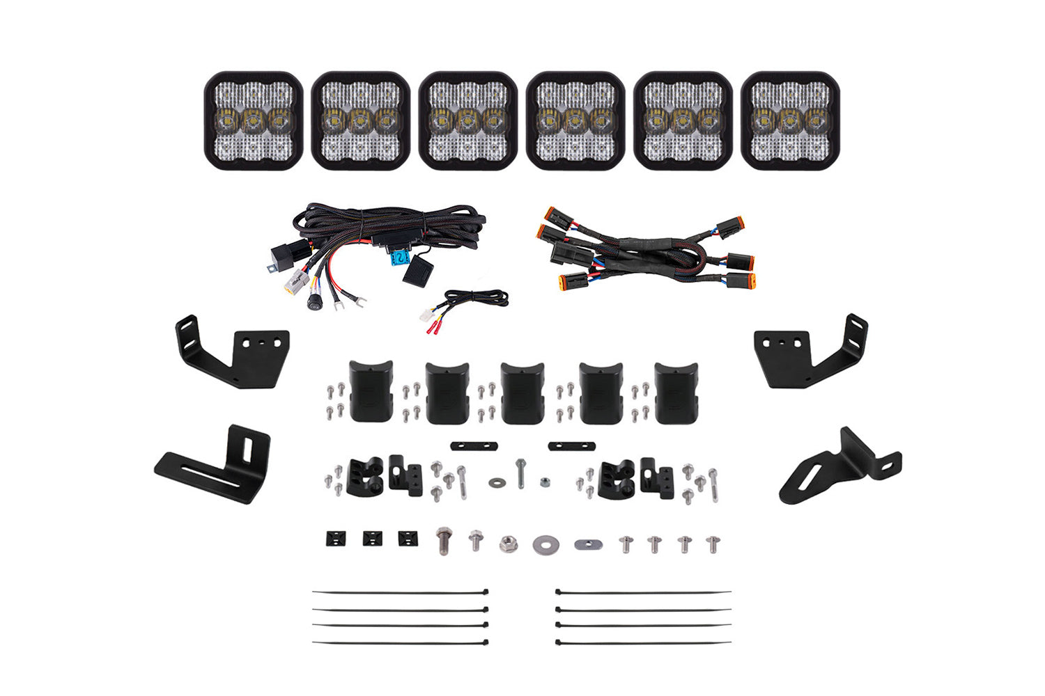 Diode Dynamics SS5 6-Pod CrossLink Mounting Kit for Prinsu/Sherpa Roof Racks Pro White Combo