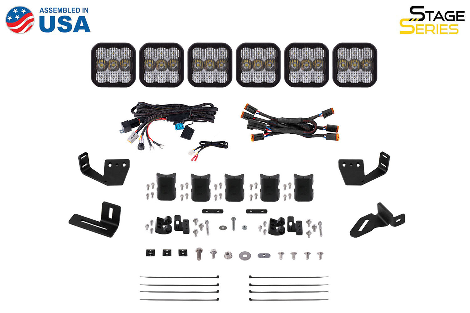 Diode Dynamics SS5 6-Pod CrossLink Mounting Kit for Prinsu/Sherpa Roof Racks Pro White Driving