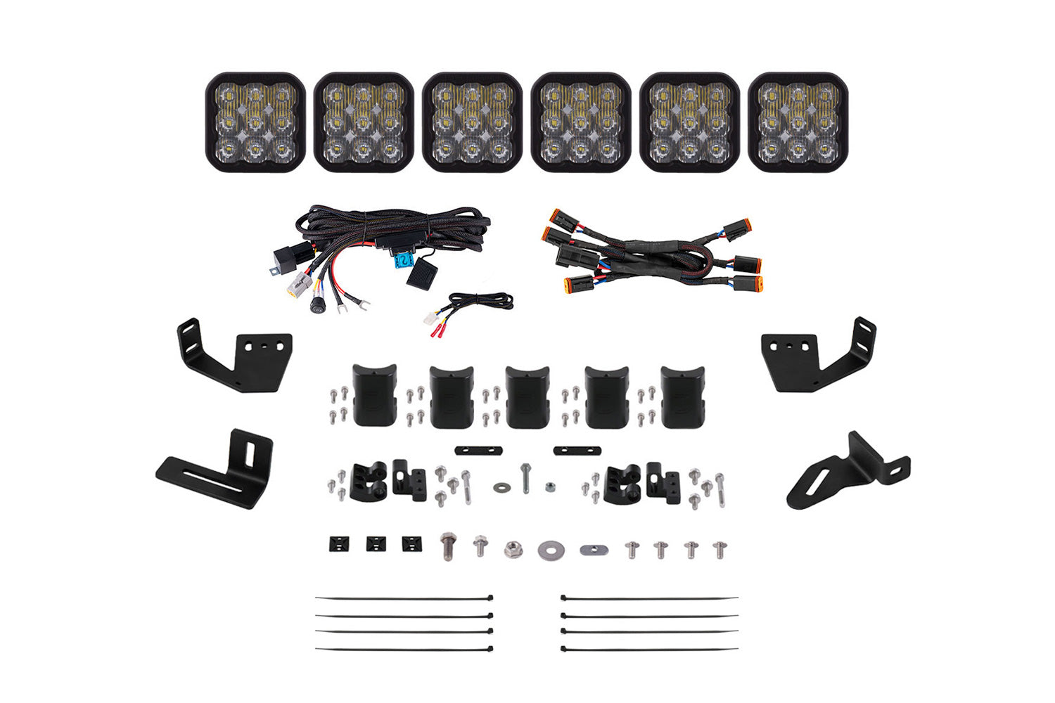 Diode Dynamics SS5 6-Pod CrossLink Mounting Kit for Prinsu/Sherpa Roof Racks Pro White Driving