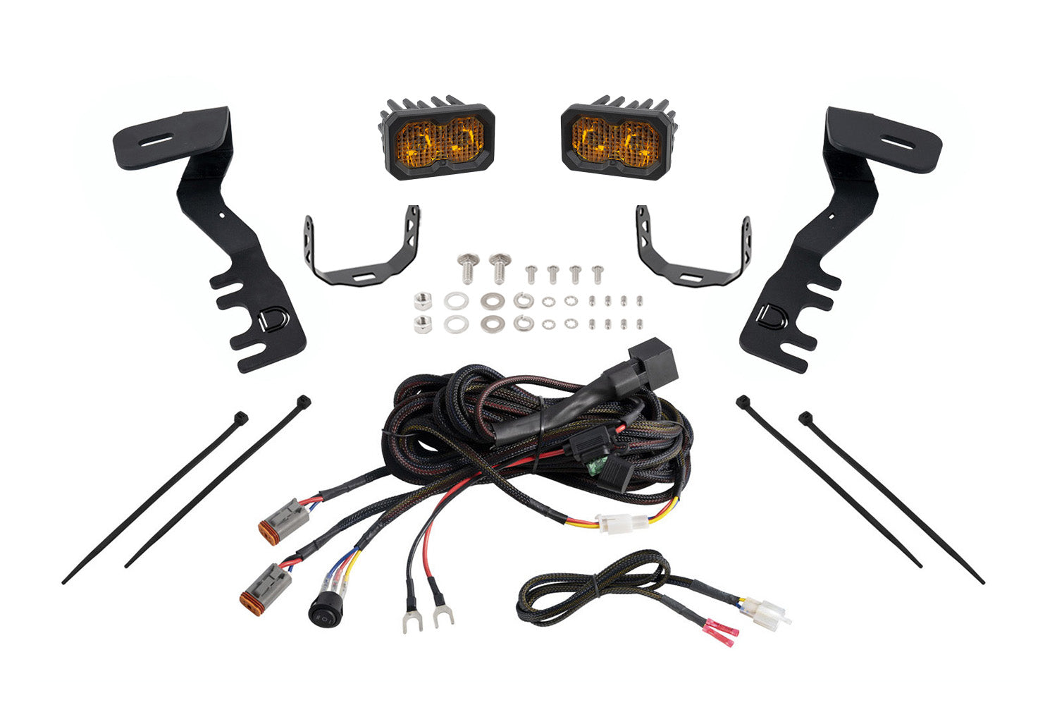 Diode Dynamics C2 2.0 LED Ditch Light Kit for Toyota Tacoma/4Runner Sport Yellow Combo
