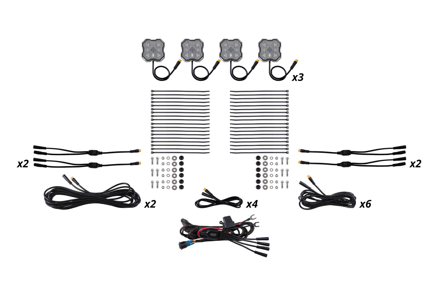 Diode Dynamics Rock Light Red/White M8 12-Pack