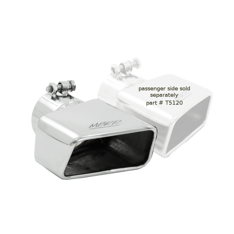Exhaust Tip 4 3/4 Inch X 3 Inch ID Rectangle Angled Cut 3 Inch O.D. Inlet Driver Side 7 3/8 Inch Length T304 Stainless Steel - Apollo Off-Road