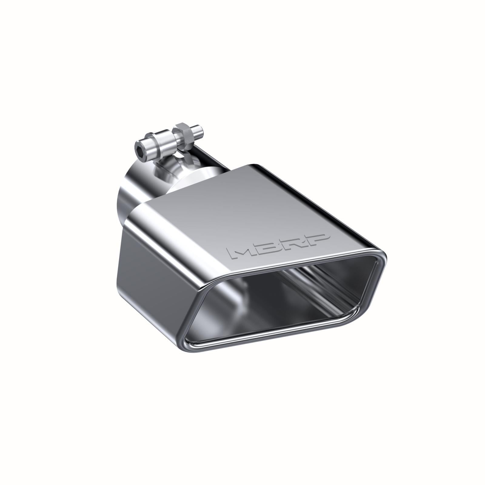 Exhaust Tip 4 3/4 Inch X 3 Inch ID Rectangle Angled Cut 3 Inch O.D. Inlet Driver Side 7 3/8 Inch Length T304 Stainless Steel - Apollo Off-Road