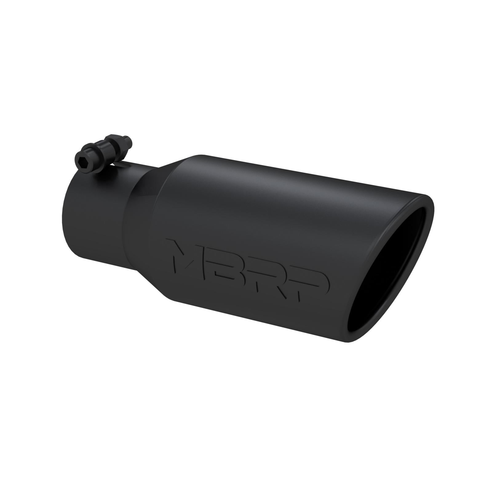 Exhaust Tip 4 Inch O.D. Angled Rolled End 2 3/4 Inch Inlet 10 Inch Length Black Coated - Apollo Off-Road