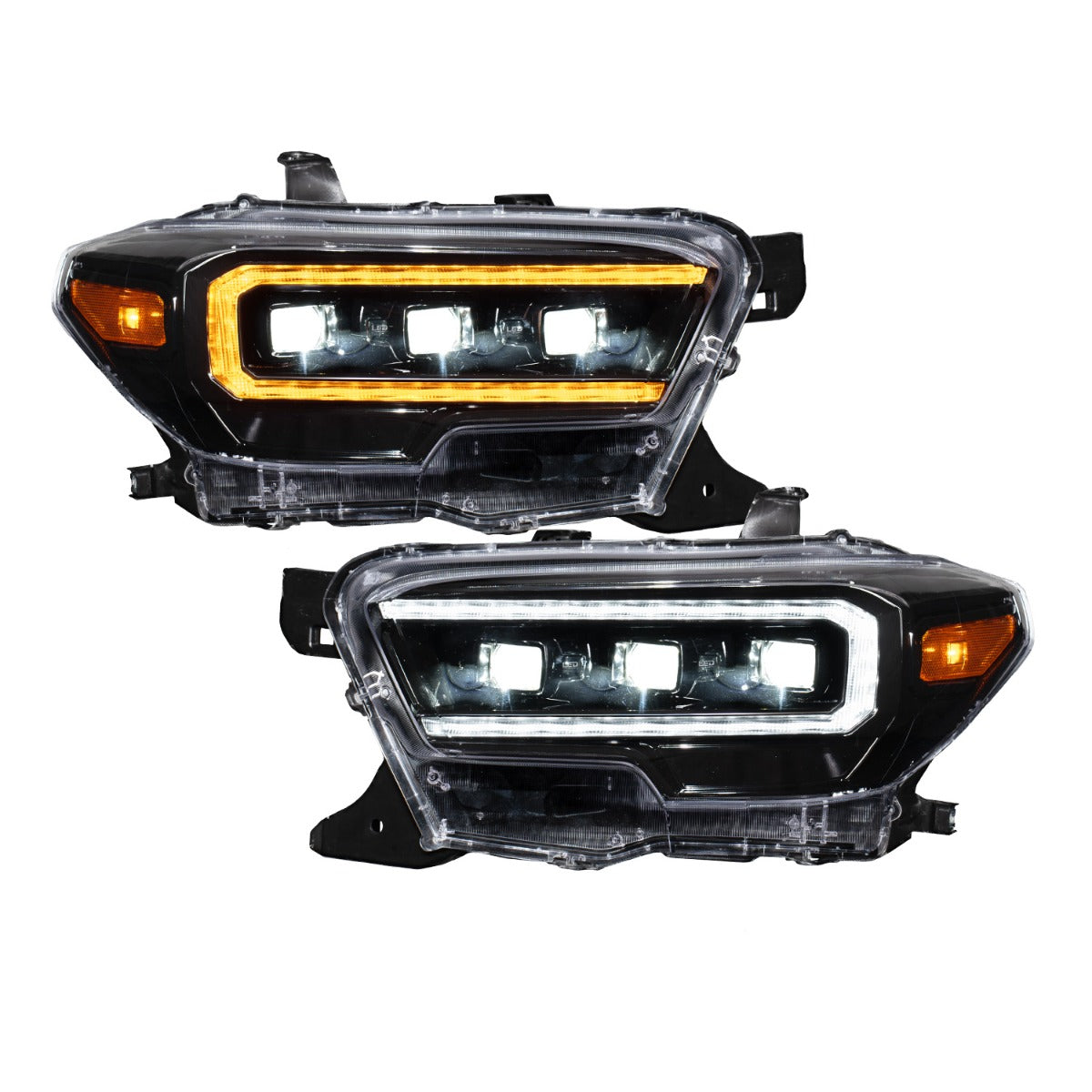 2016-2023 Toyota Tacoma LED Projector Headlights with Selectable DRL Chrome (pair) - Apollo Off-Road
