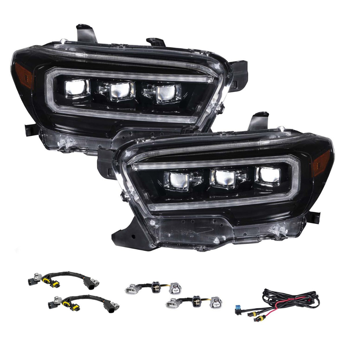 2016-2023 Toyota Tacoma LED Projector Headlights with Selectable DRL Chrome (pair) - Apollo Off-Road