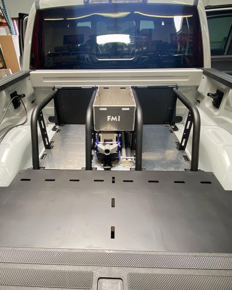 Foutz Motorsports Any Vehicle - Bolt In Aluminum Fuel Jug Tray (10" wide, 5.5 Gal) for Bed Organizer Kits