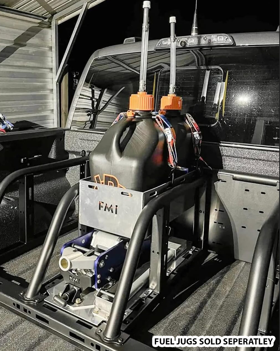 Foutz Motorsports Any Vehicle - Bolt In Aluminum Fuel Jug Tray (10" wide, 5.5 Gal) for Bed Organizer Kits