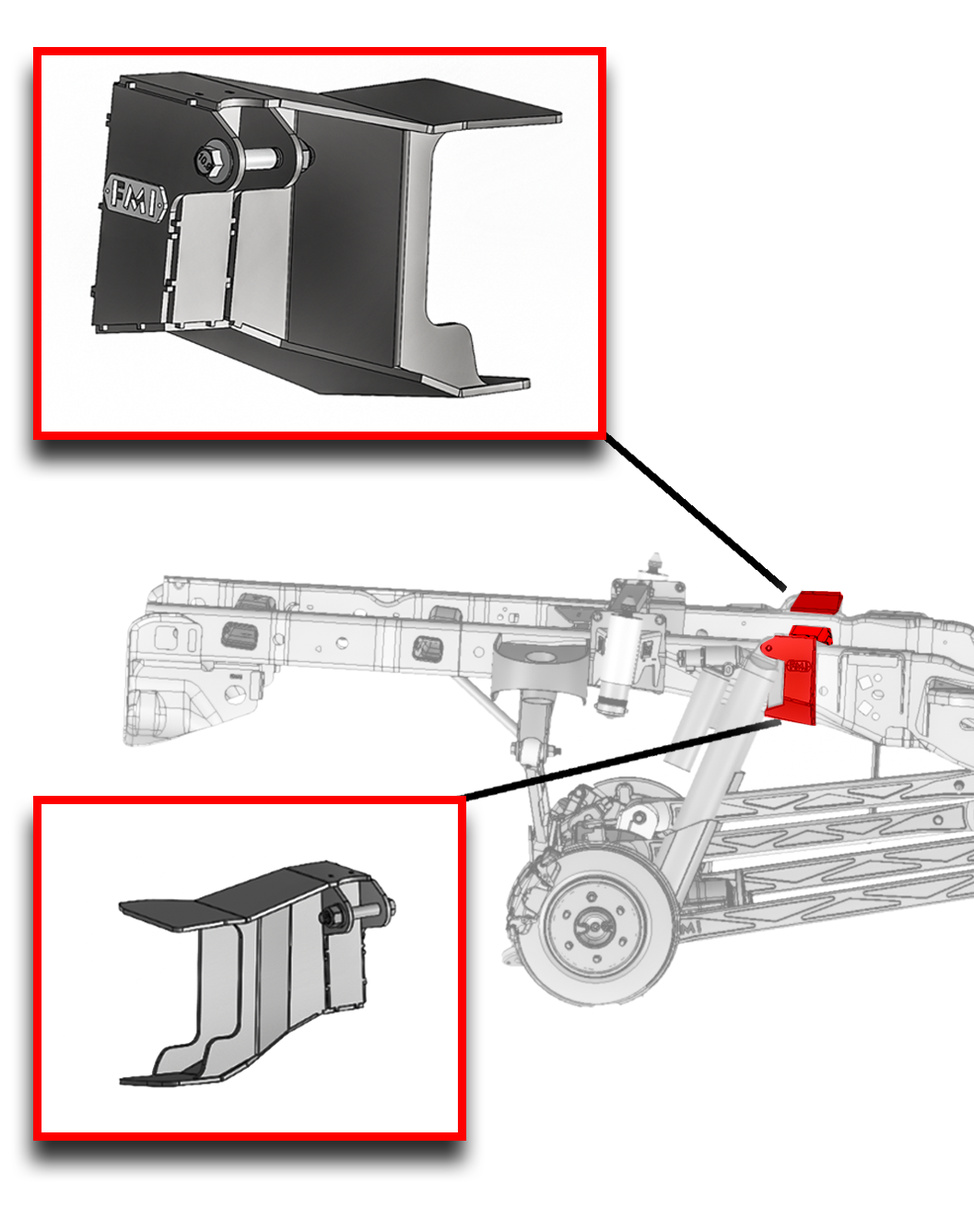 Foutz Motorsports Conversion, Stock Location Upper Shock Mount kit 2010-2014 Ford F-150 SVT Raptor
