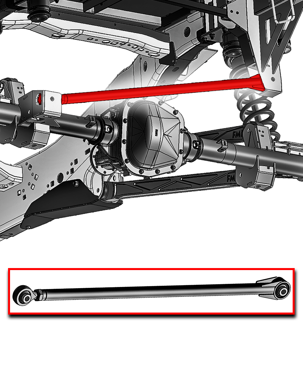 Foutz Motorsports Adjustable 41.5" Panhard Bar (Heim Joint),Long Travel Suspension 2021-2023 Ford F-150 Raptor