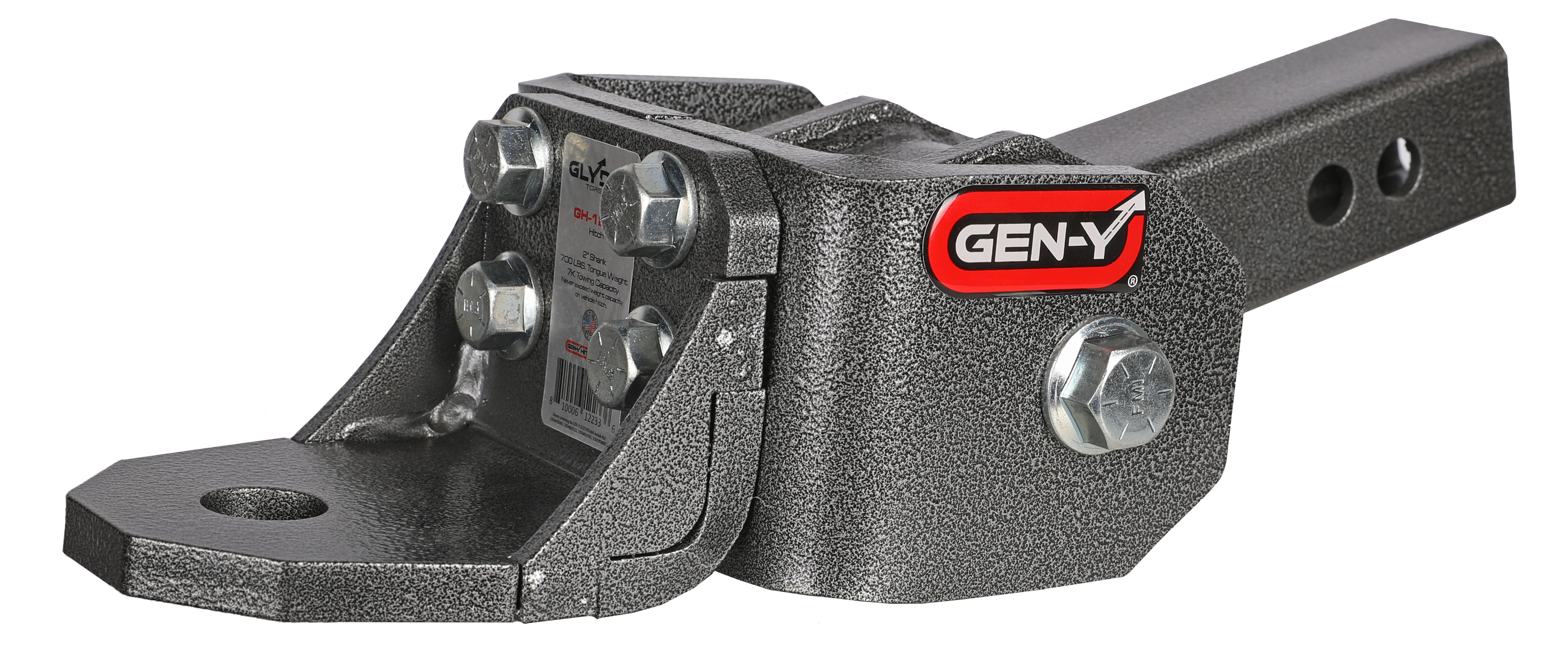 GEN-Y Hitch GLYDER TORSION-FLEX 2" Shank 2" drop .4K - .7K TW 7K Hitch & Ball Platform with 1" Diameter Mounting Hole
