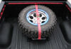 Gloss Black Bed Mounted Tire Carrier with Red Strap - Apollo Off-Road