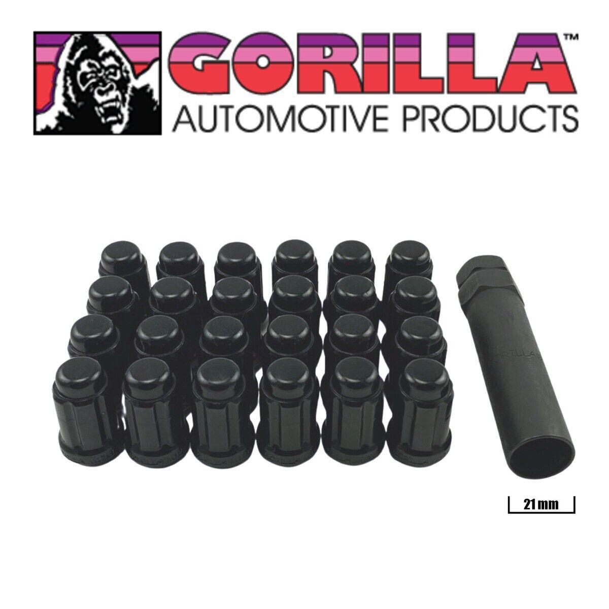 Gorilla Spline Lug Kit (Black or Chrome), M14x1.5 (6-Lug Kit), Set of 24 w/ Key - Apollo Off-Road