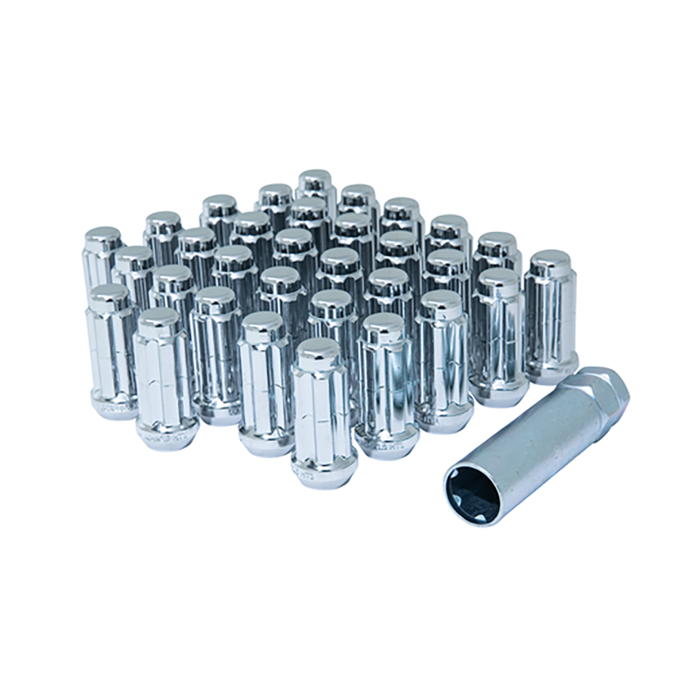 Gorilla Spline Lug Kit (Black or Chrome), M14x1.5 (8-Lug Kit), Set of 32 w/ Key - Apollo Off-Road