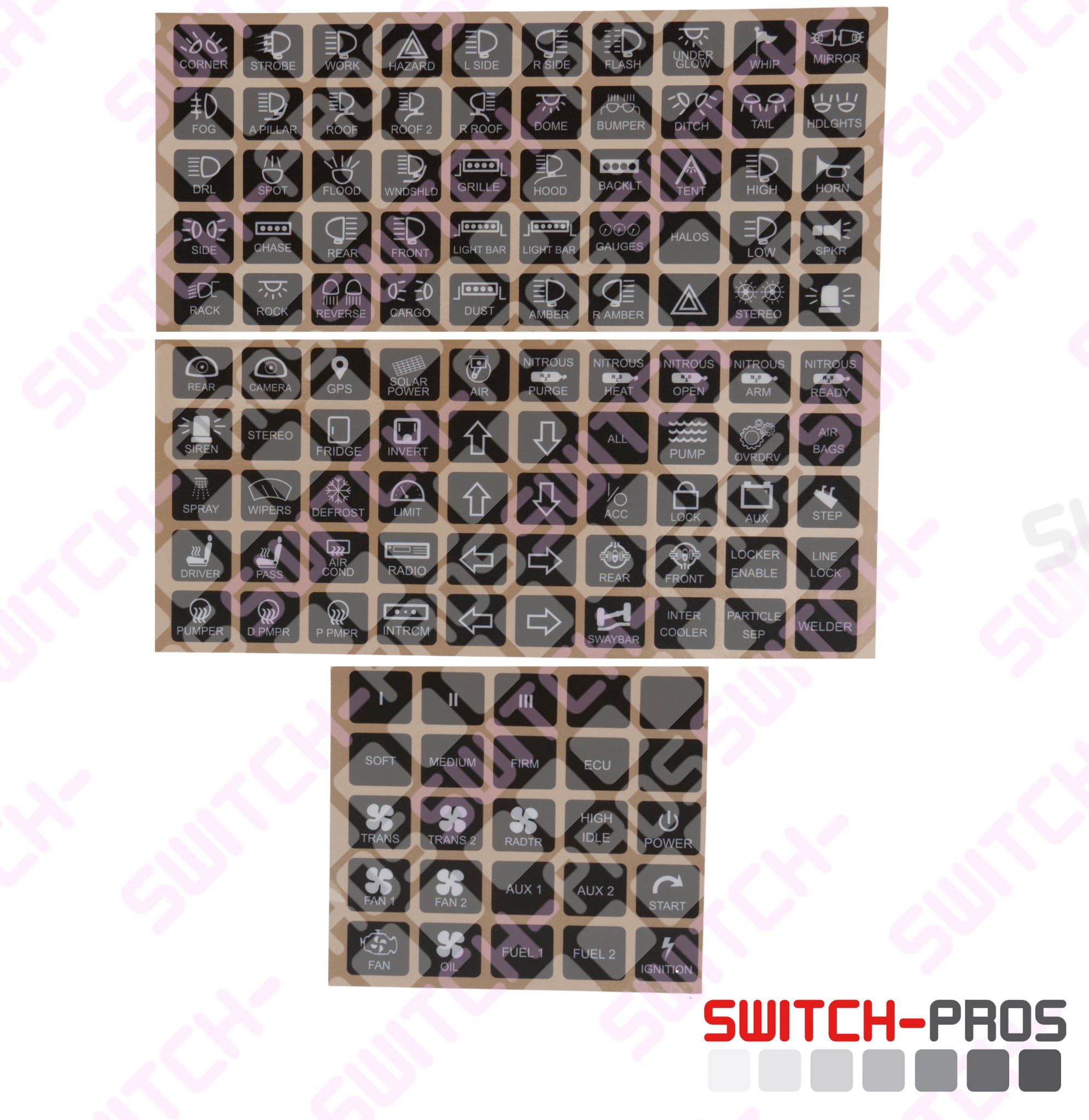 Horizontal Switch Legends (2.5 Sheets) - Apollo Off-Road