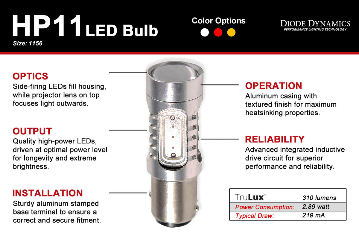 Diode Dynamics 1156 HP11 LED Amber (single)