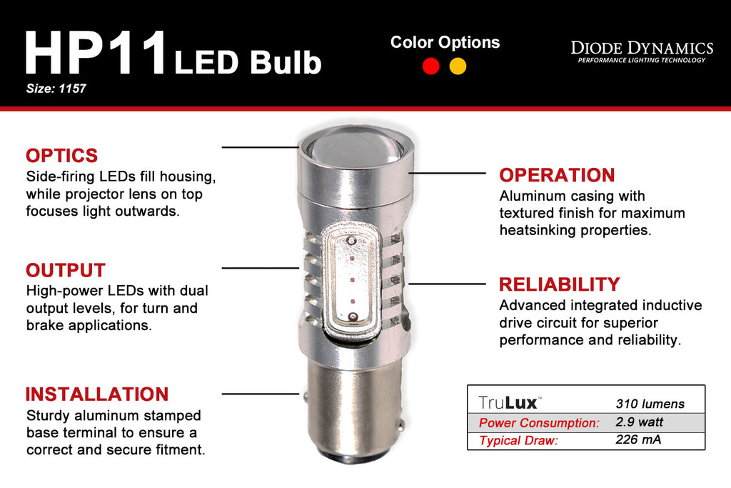 Diode Dynamics 1157 HP11 LED Amber (single)