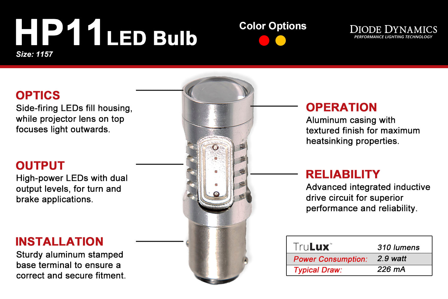 Diode Dynamics 1157 HP11 LED Amber (single)