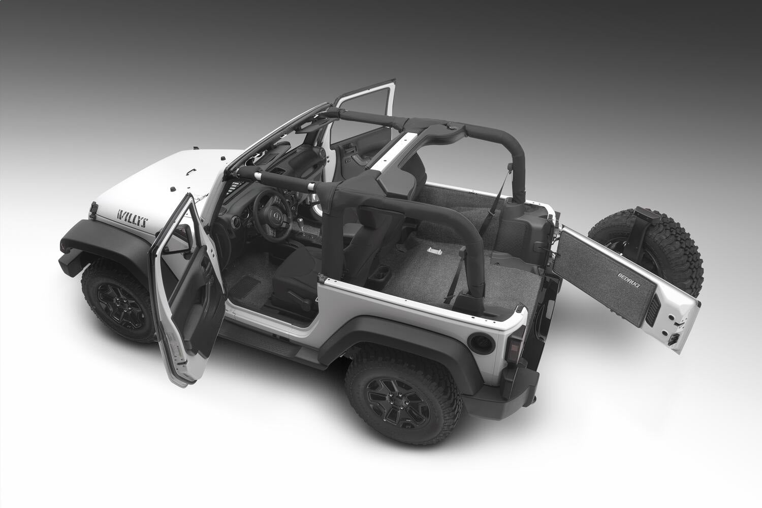 Jeep Bedrug 07-10 Jeep JK 2DR Rear 5 Piece Cargo Kit (Includes Tailgate/Tub Liner) - Apollo Off-Road
