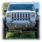 Front Bumper with Bolt-On Bull Bar and Skid Plate for Jeep Wrangler JK, JL, and Gladiator JT