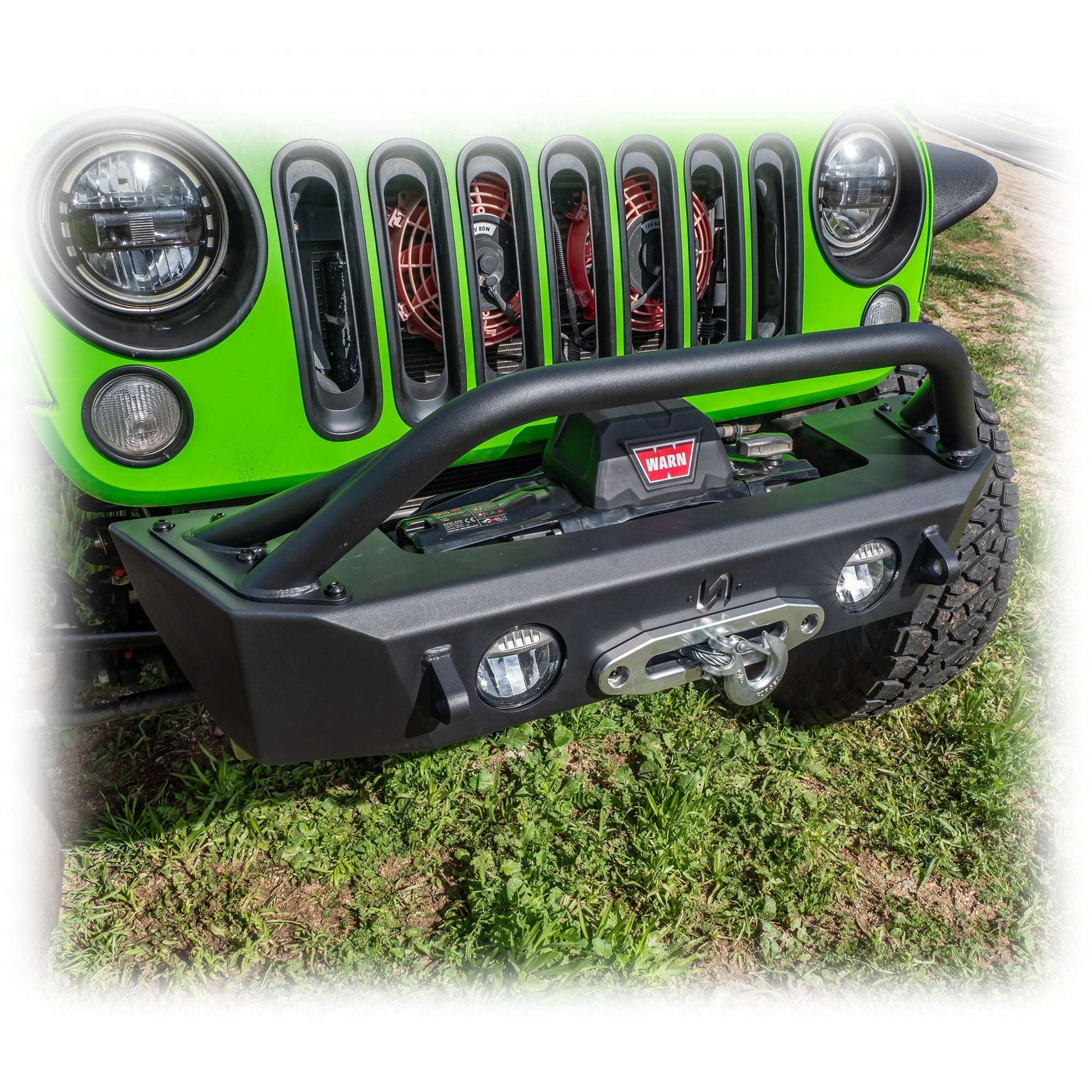 Front Bumper with Skid Plate and Recessed Winch Mount for Jeep Wrangler JK, JL, and Gladiator JT