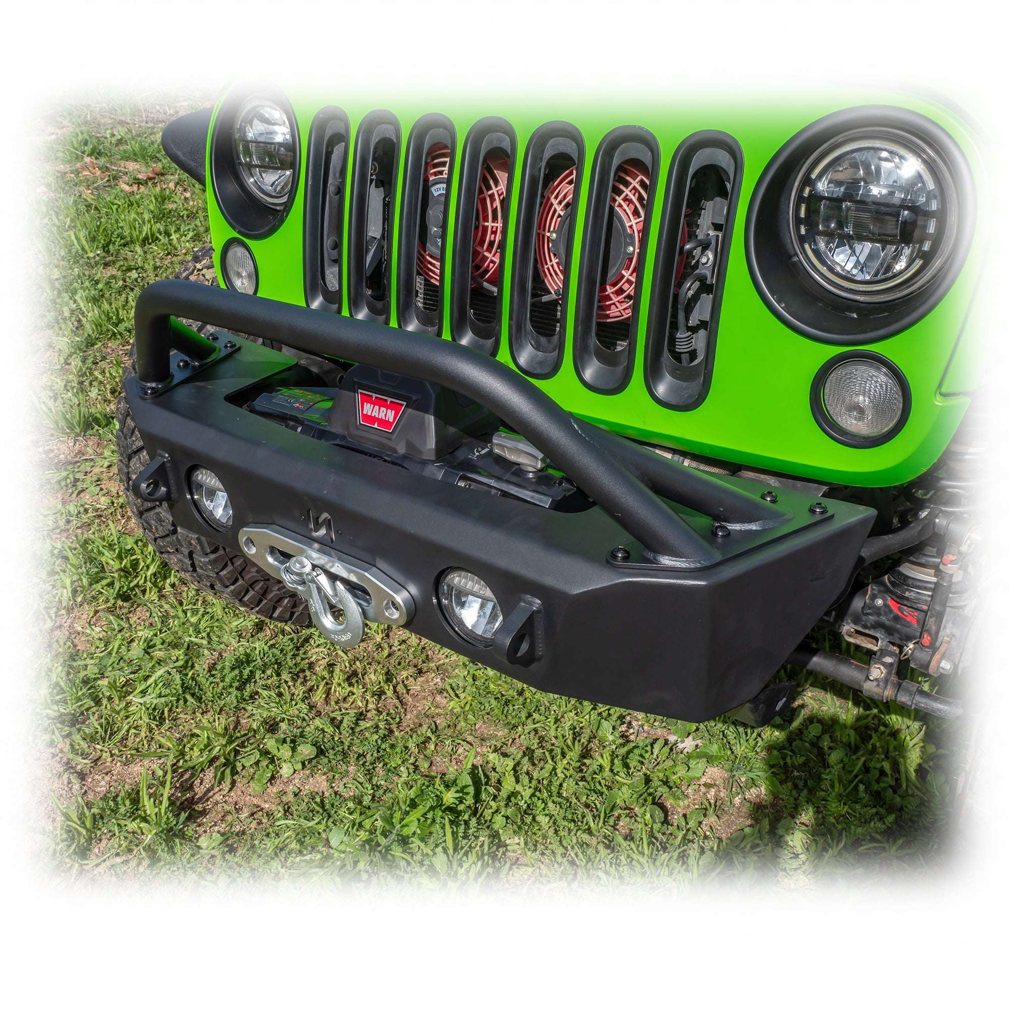 Front Bumper with Skid Plate and Recessed Winch Mount for Jeep Wrangler JK, JL, and Gladiator JT