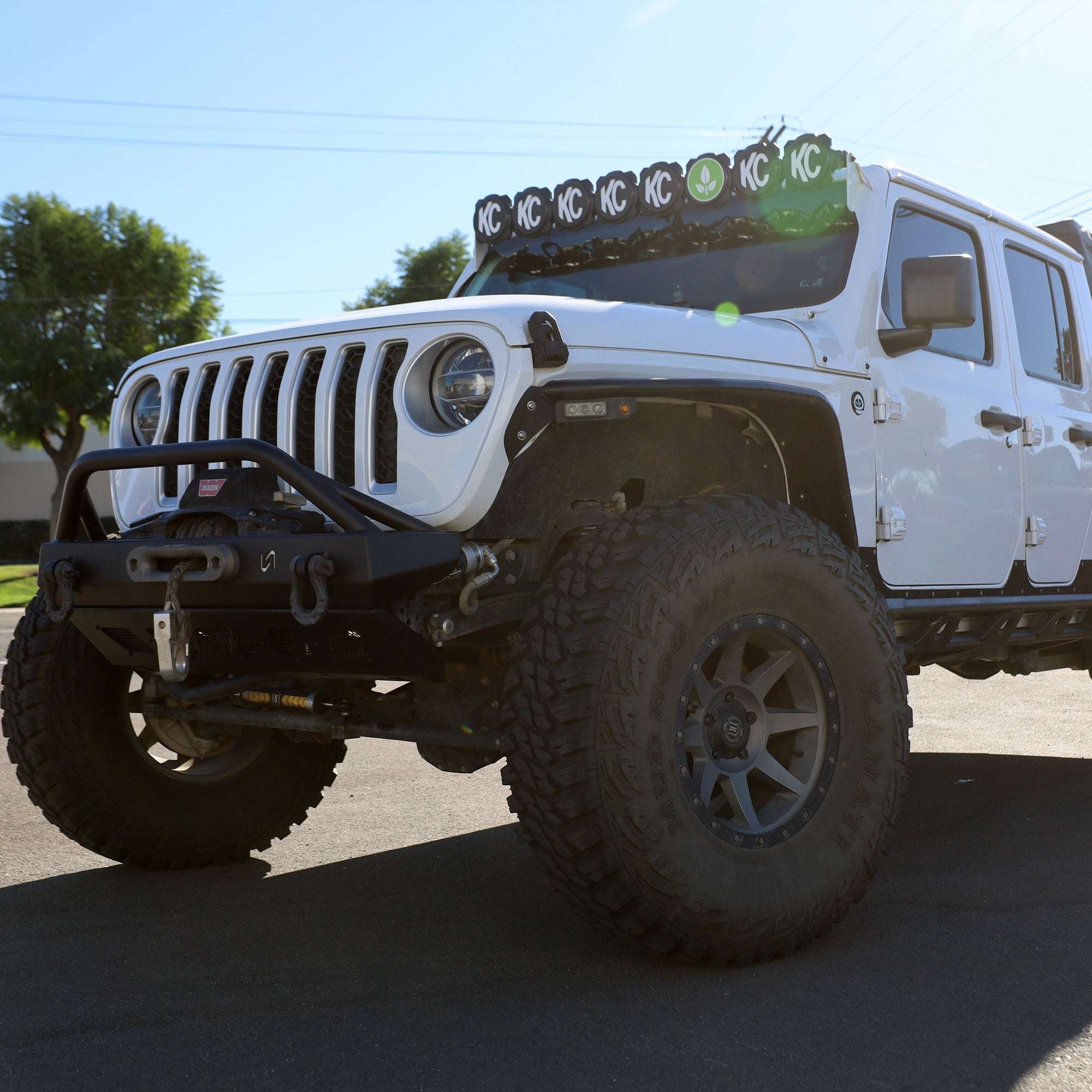 Front Bumper with Welded Bull Bar and Skid Plate for Jeep Wrangler JK, JL, and Gladiator JT