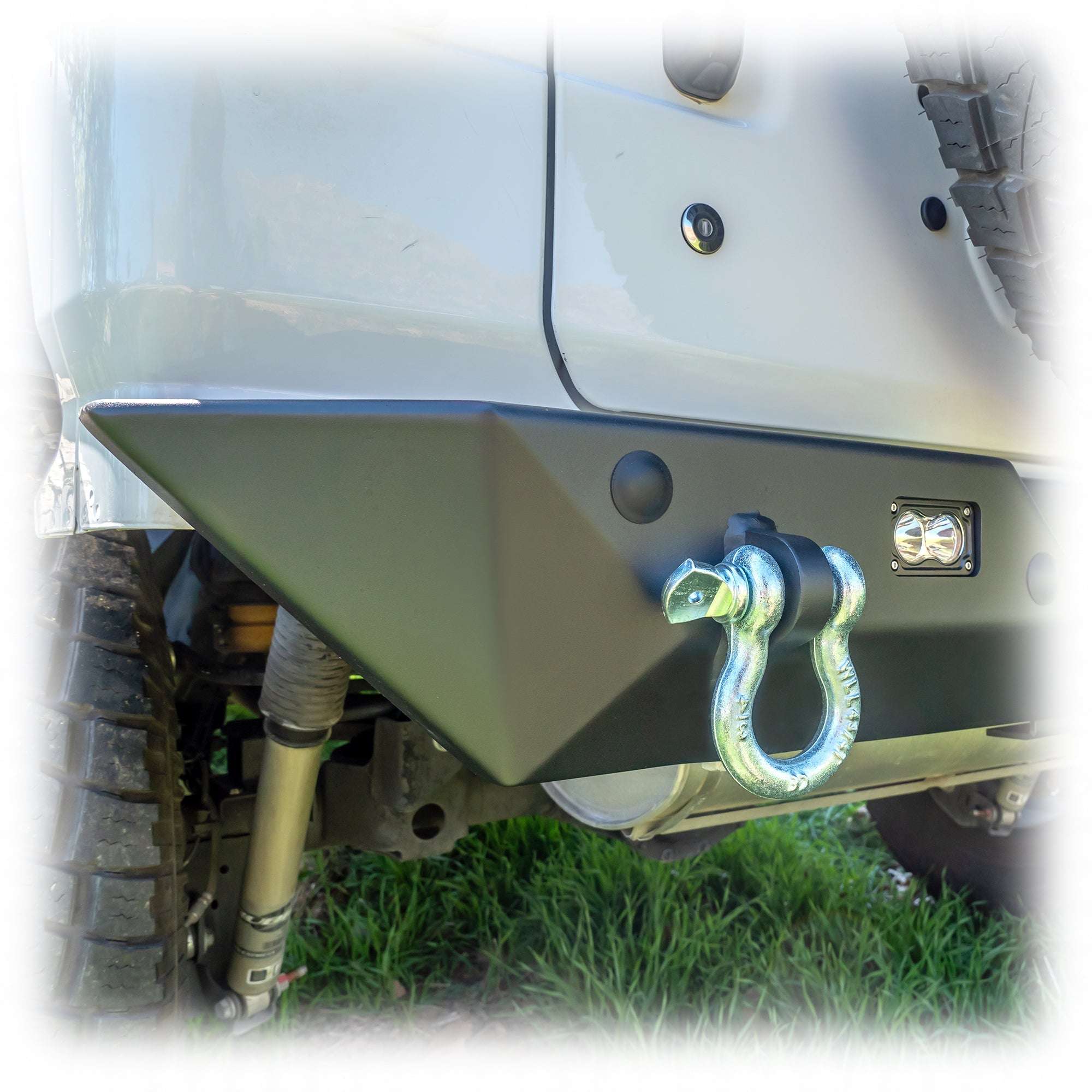 Minimalist Rear Bumper with LED Pod Lights and Hitch Receiver for Jeep Wrangler JL