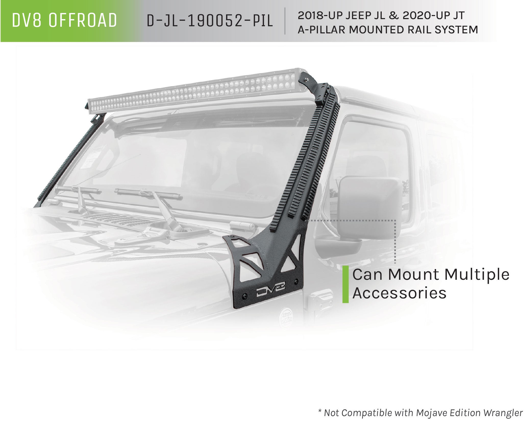 Jeep JL/Gladiator A-Pillar Mounted Rail System - Apollo Off-Road