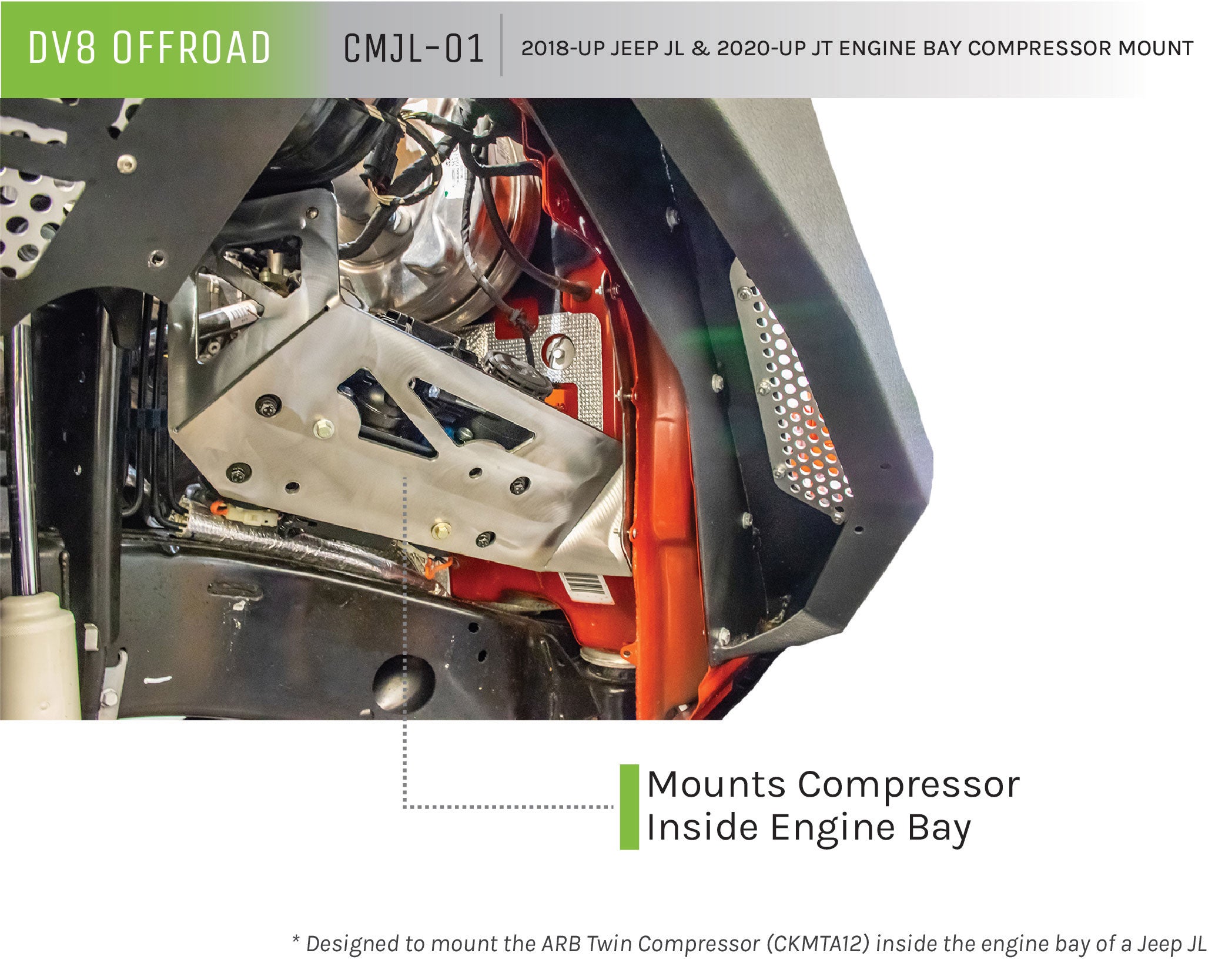 Jeep JL/Gladiator Engine Bay Compressor Mount - Apollo Off-Road