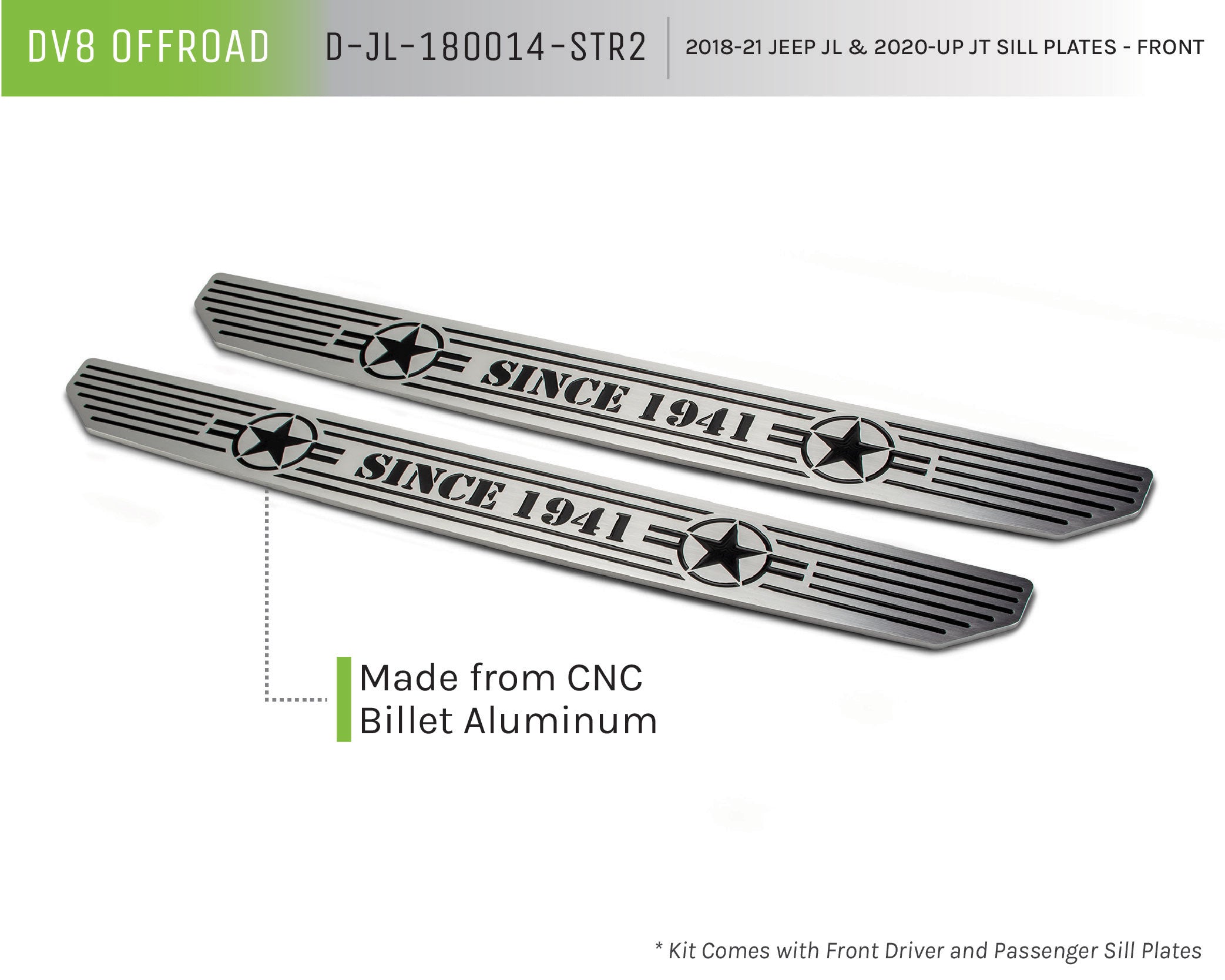 Jeep JL/Gladiator Front Sill Plates With in.Since 1942 in. Logo - Apollo Off-Road