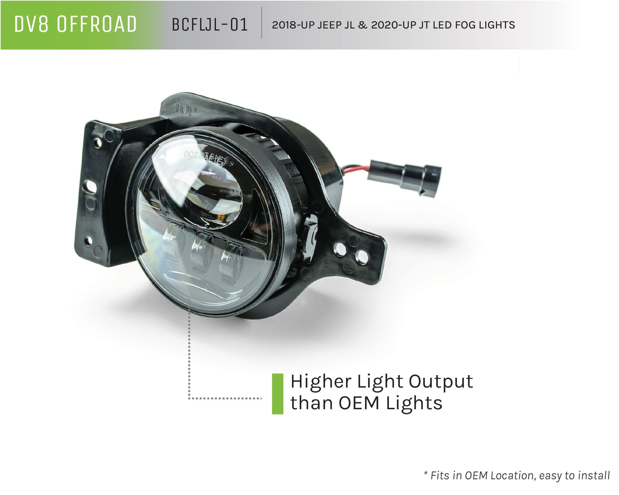 Jeep JL/Gladiator LED Fog Light With 2 Brackets - Apollo Off-Road