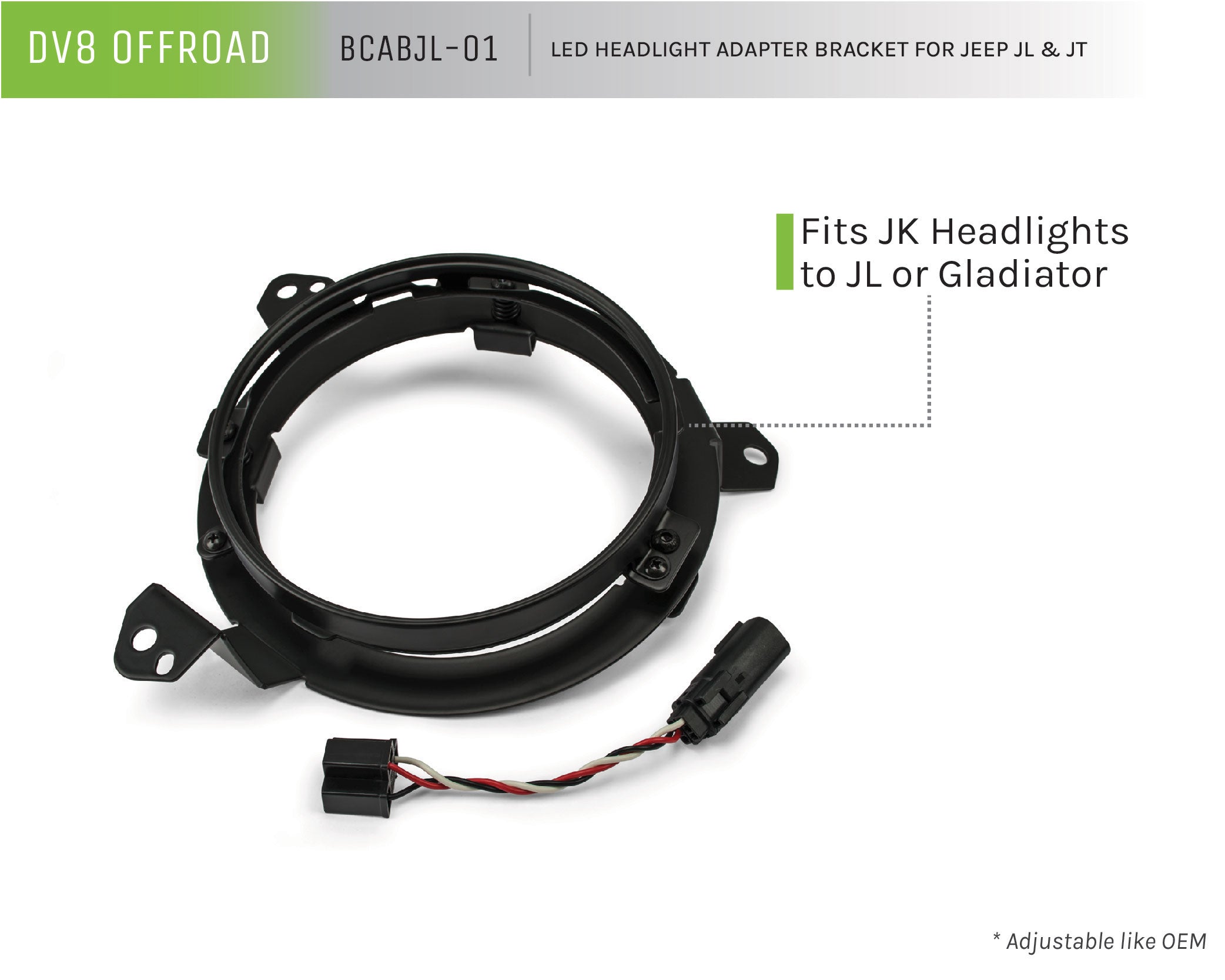 Jeep JL/Gladiator LED HeadLight Adapter Bracket - Apollo Off-Road