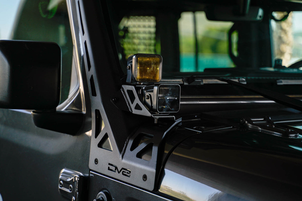 Jeep Wrangler JL & Gladiator JT A-Pillar Dual Light Pod Mounts - Apollo Off-Road