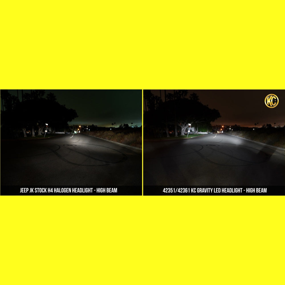 KC HiLiTES 7 in Gravity LED - 2-Headlights - 40W Driving Beam - Universal / fits 97-06 Jeep TJ - Apollo Off-Road