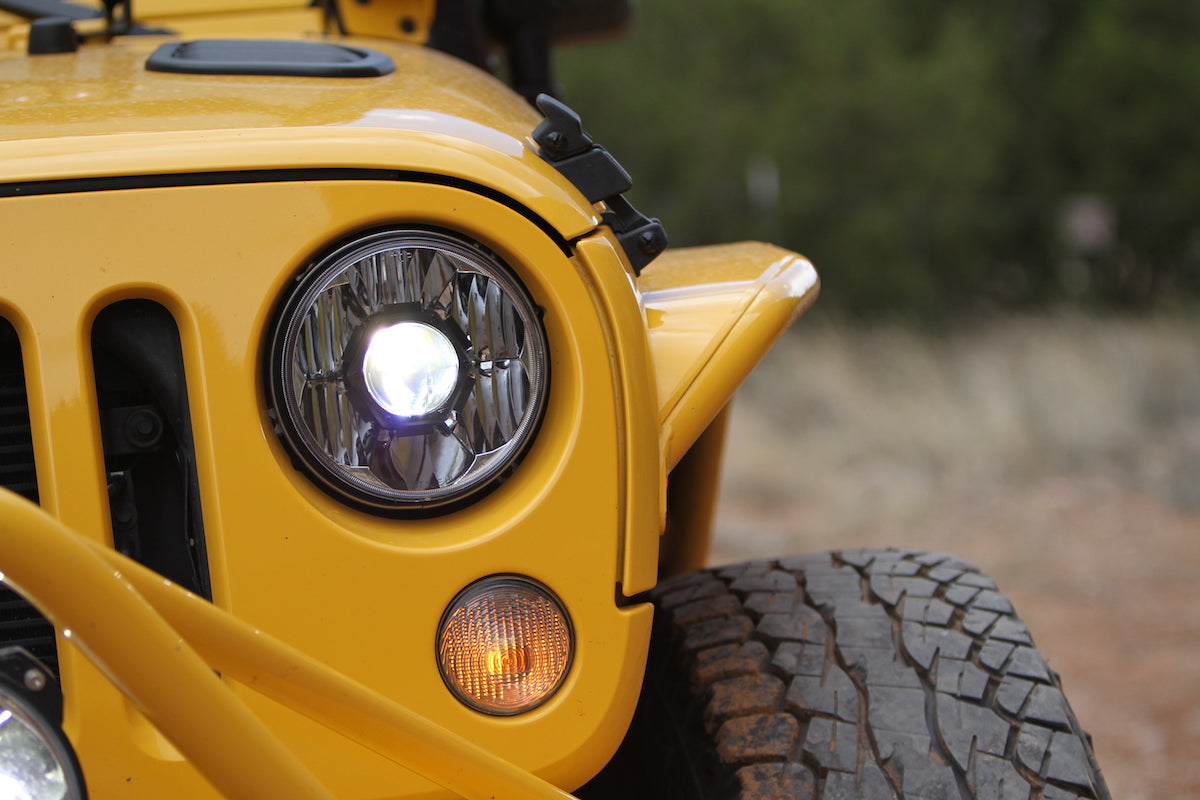 KC HiLiTES 7 in Gravity LED Pro - Single Headlight - SAE/ECE - 55W / 60W Driving Beam - Universal / 07-18 Jeep JK - Apollo Off-Road