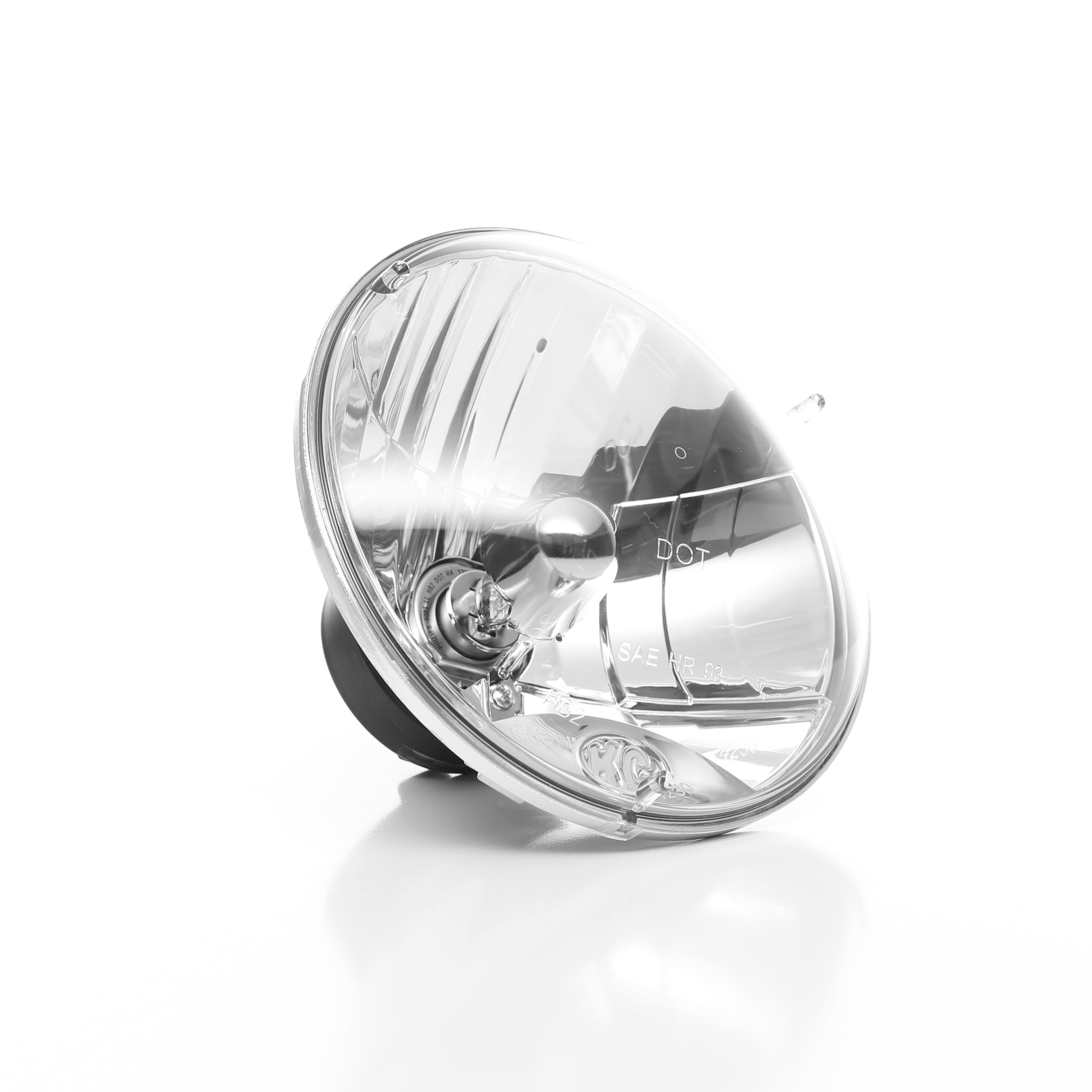 KC HiLiTES 7 in Headlight - H4 Halogen - Single Headlight - SAE/ECE - 55W/60W Driving Beam - Universal / 97-06 Jeep TJ - Apollo Off-Road