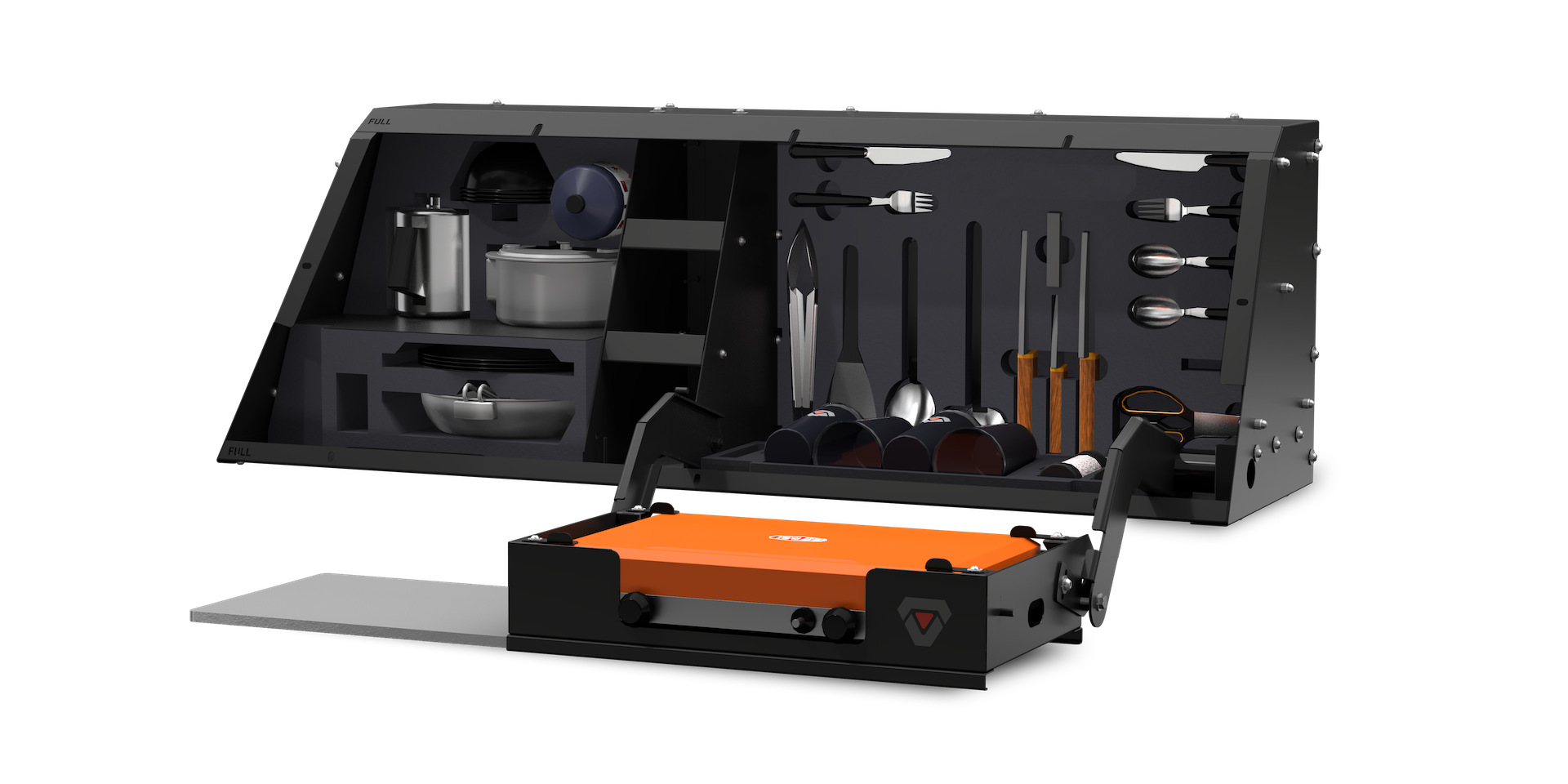 Kitchen-Bin Mid-Size EVO EVOa and EVOc Applications 5.5/6.5 Foot Bed Right Side Mount SmartCap Fits all mid-size EVO Series Caps - Apollo Off-Road