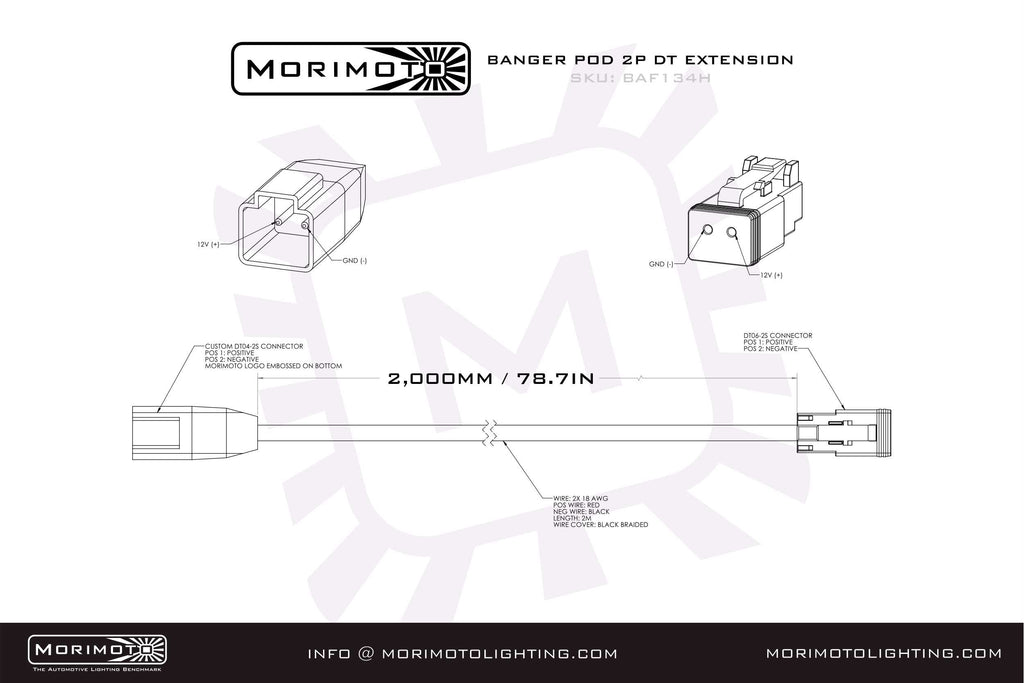 Morimoto 2P DT Extension Harness: (1/2/4Banger) (2M Long) - Apollo Off-Road