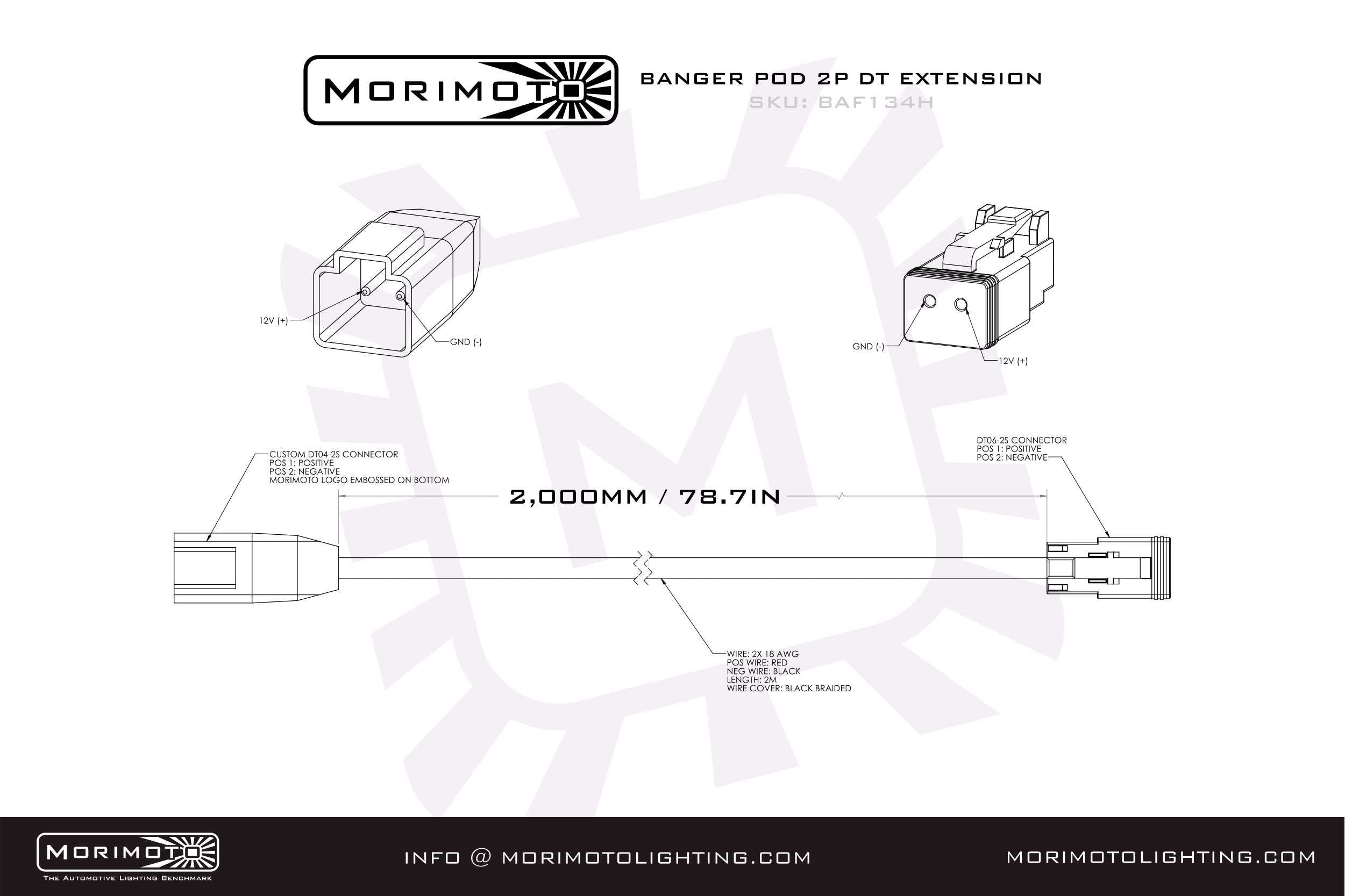 Morimoto 2P DT Extension Harness: (1/2/4Banger) (2M Long) - Apollo Off-Road