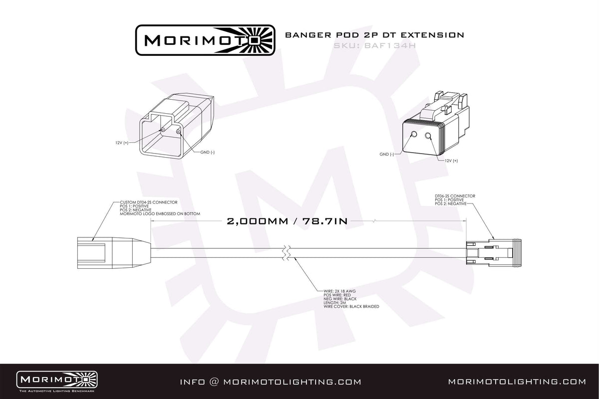 Morimoto 2P DT Extension Harness: (1/2/4Banger) (2M Long) - Apollo Off-Road