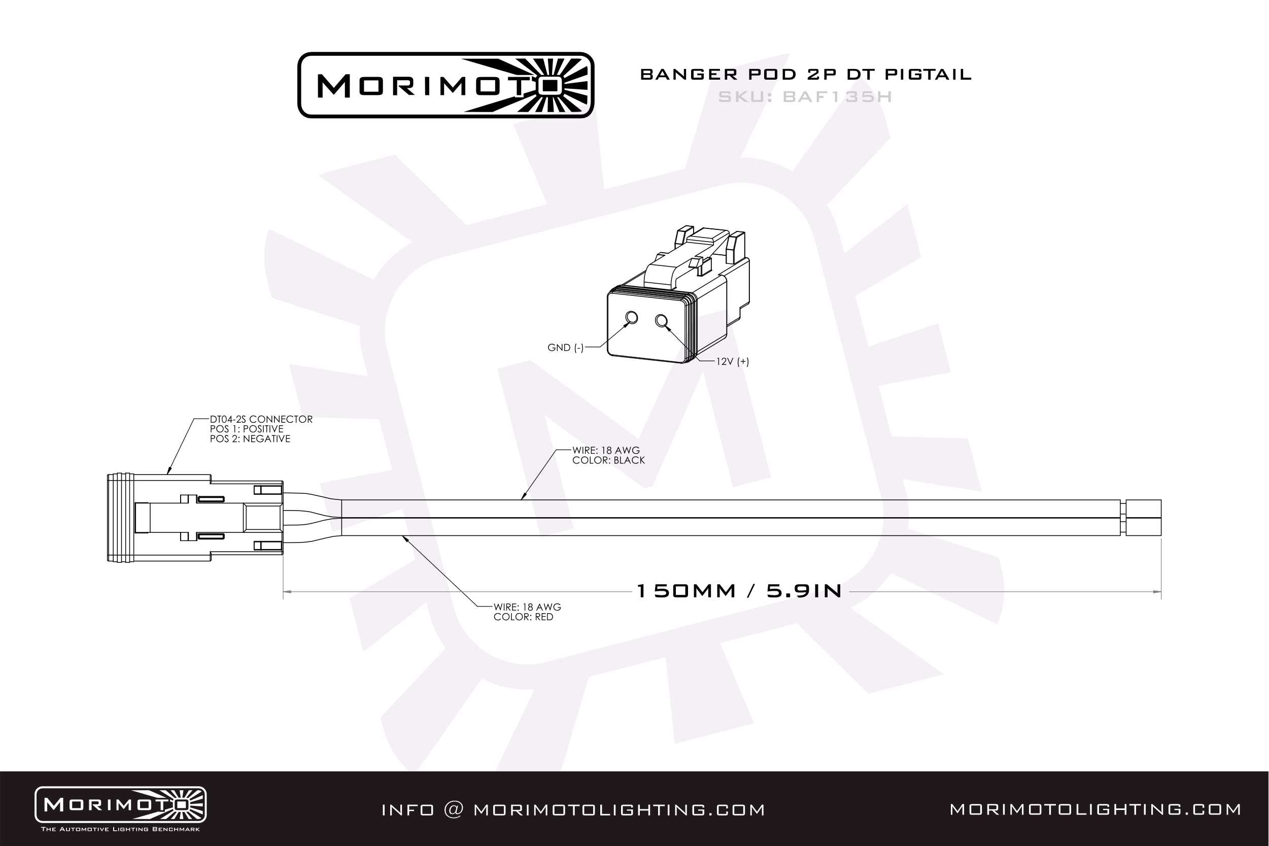 Morimoto 2P DT Pigtail Harness: (1/2/4Banger) (6in Long) - Apollo Off-Road