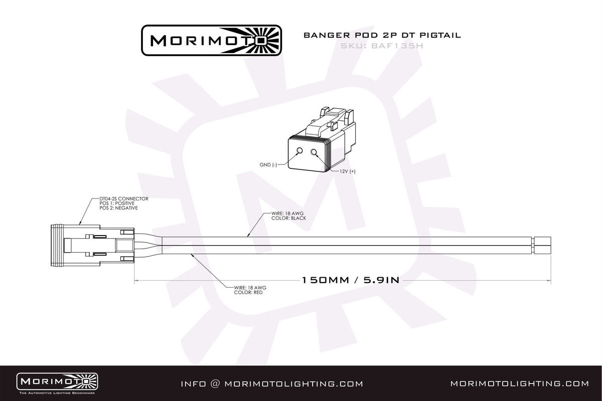Morimoto 2P DT Pigtail Harness: (1/2/4Banger) (6in Long) - Apollo Off-Road